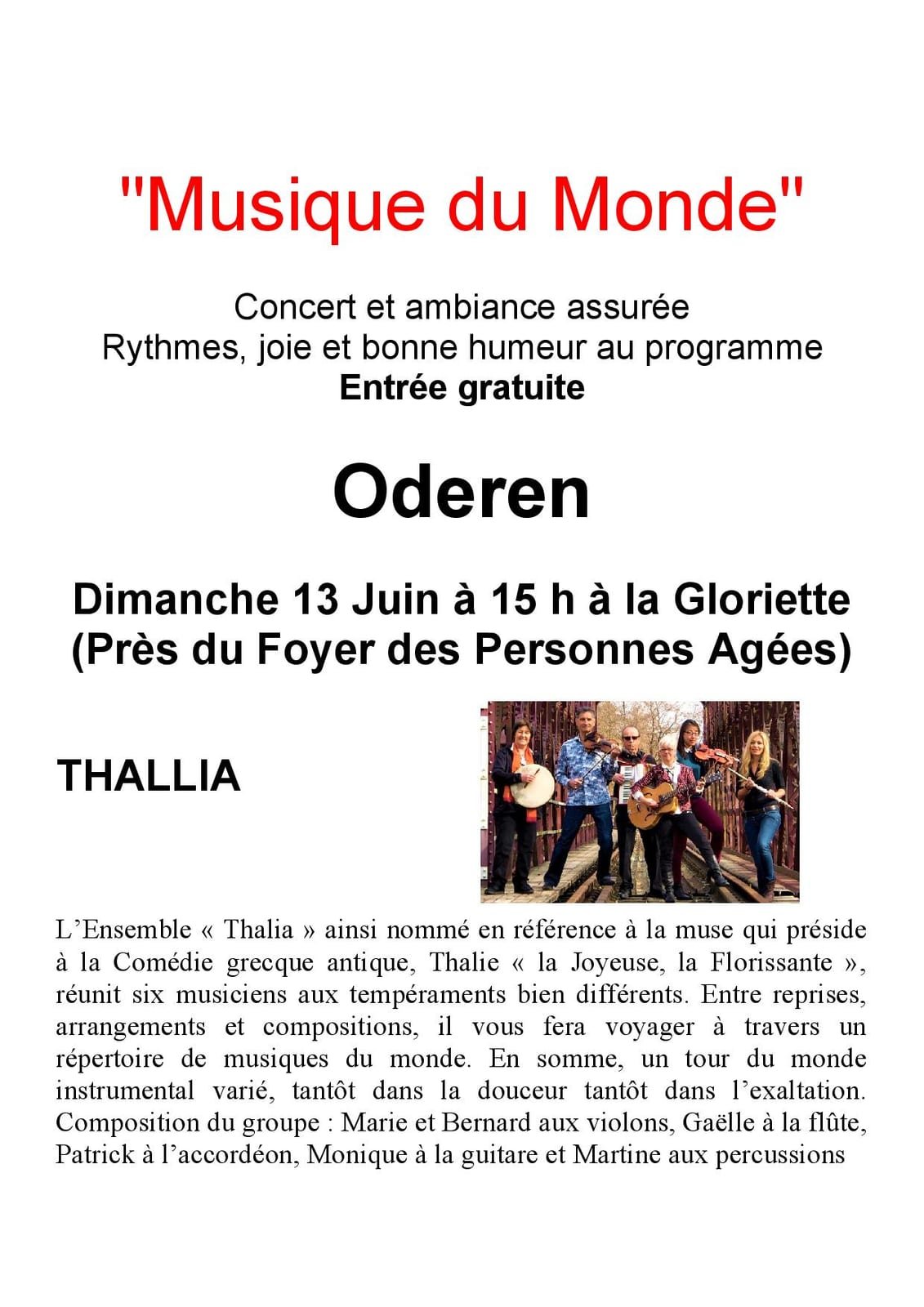 Concert « Musique du Monde » — annulé