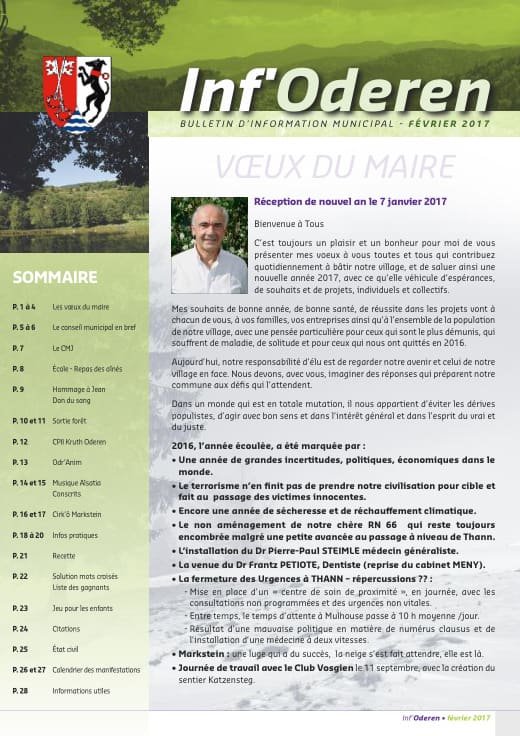 Couverture du Bulletin municipal — février 2017