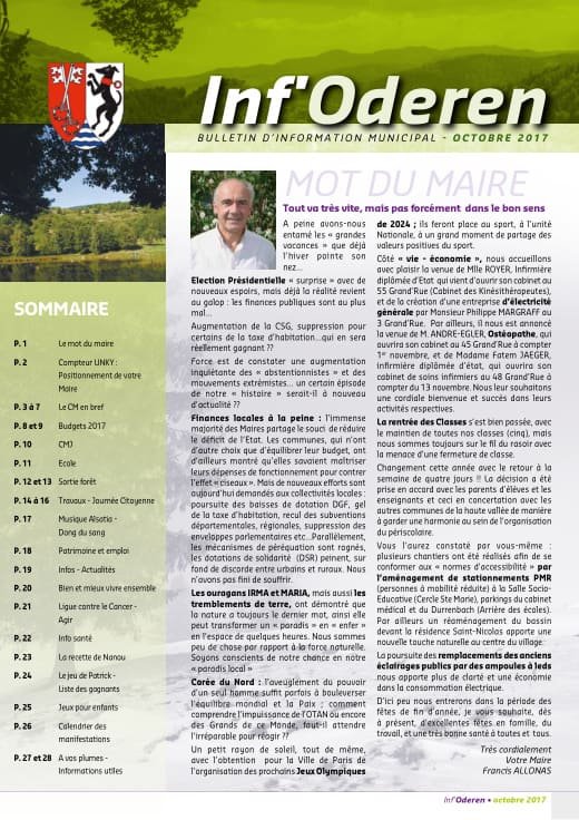 Couverture du Bulletin municipal — octobre 2017