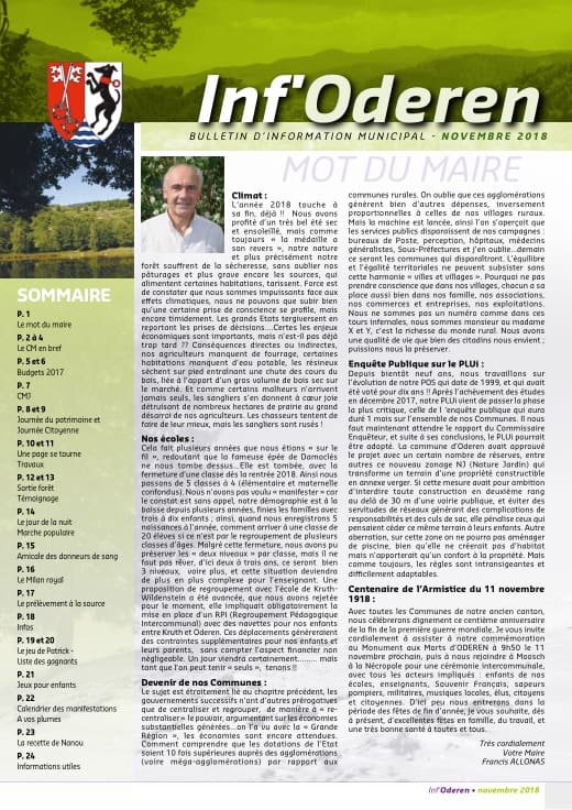 Couverture du Bulletin municipal — novembre 2018